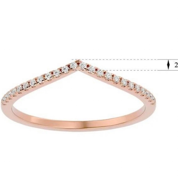 Thin Rose Gold and Cubic Zirconia Ring - Picture 2 of 6